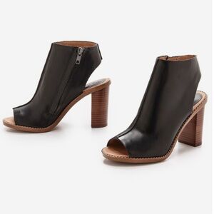 Madewell “Fay” Black Peep-Toe Bootie Block Heel Leather Sandals size 9.5